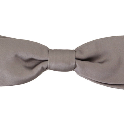 Dolce & Gabbana Silver 100% Silk Slim Adjustable Neck Papillon Tie