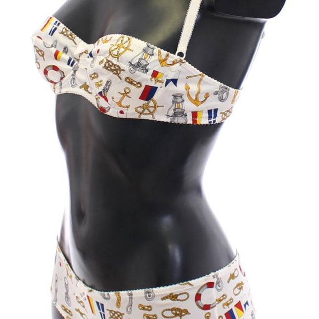 Dolce & Gabbana White Sailor Bra Panty Stretch Underwear