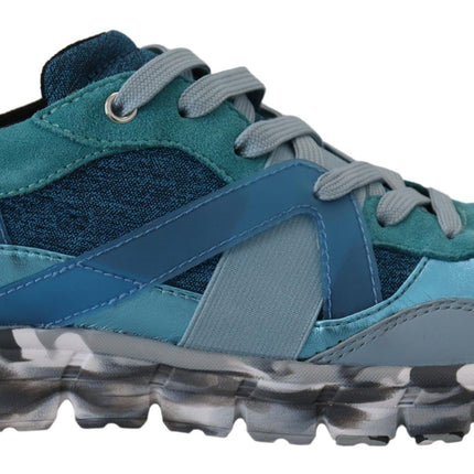 Dolce & Gabbana Blue Gray Leather Sport Low Top Sneakers