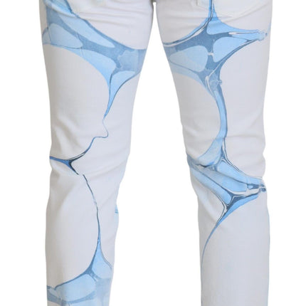 Dolce & Gabbana White Blue Denim Cotton Jeans Stretch Skinny Fit Pant