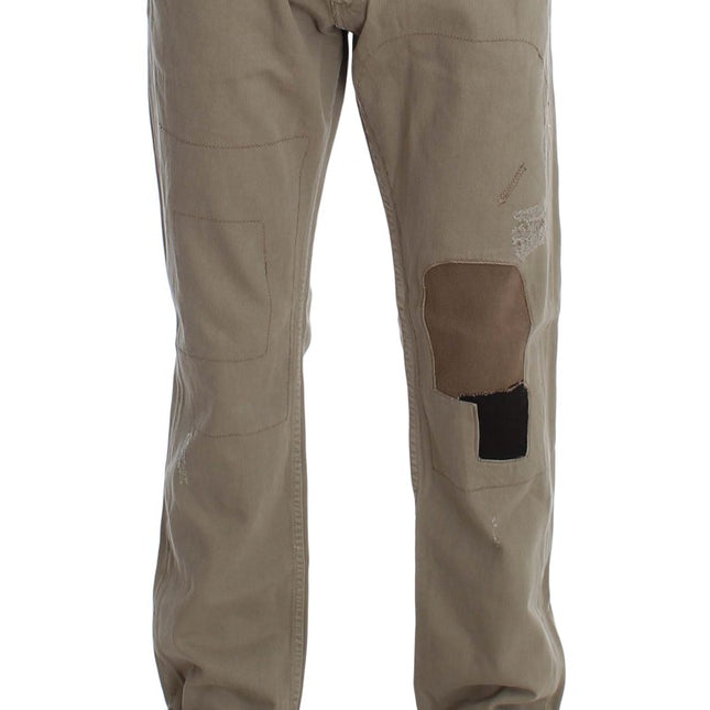 Acht Beige Cotton Patchwork Jeans
