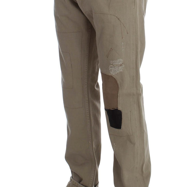 Acht Beige Cotton Patchwork Jeans