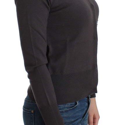John Galliano Purple Wool Sequined Cardigan Knit Sweater