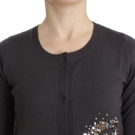 John Galliano Purple Wool Sequined Cardigan Knit Sweater