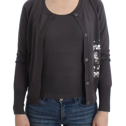 John Galliano Purple Wool Sequined Cardigan Knit Sweater
