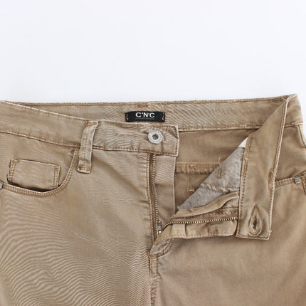 Costume National Beige Straight Leg Denim Pants Stretch Jeans