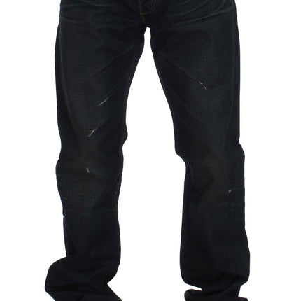 Acht Blue Wash Cotton Denim Straight Fit Jeans