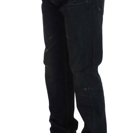 Acht Blue Wash Cotton Denim Straight Fit Jeans