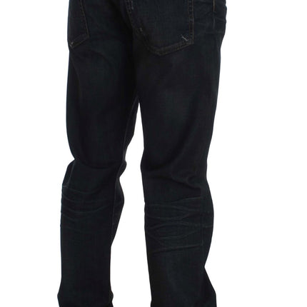 Acht Blue Wash Cotton Denim Straight Fit Jeans
