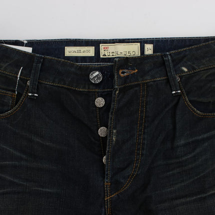 Acht Blue Wash Cotton Denim Straight Fit Jeans