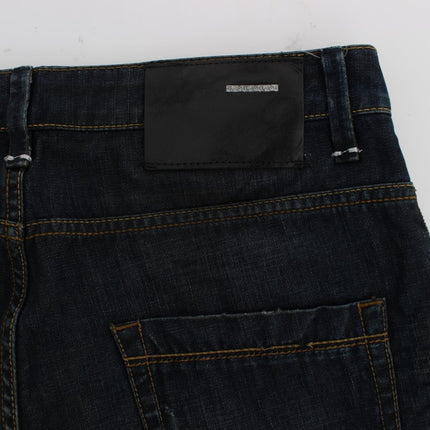 Acht Blue Wash Cotton Denim Straight Fit Jeans