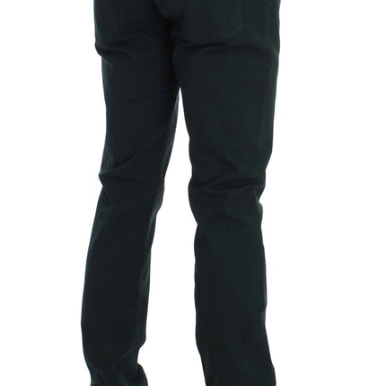Ermanno Scervino Green Cotton Denim Stretch Straight Fit Jeans