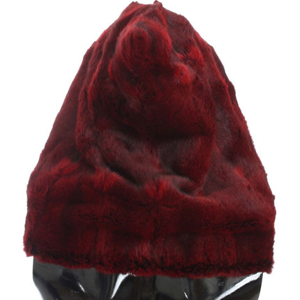 Dolce & Gabbana Bordeaux Hamster Fur Crochet Hood Scarf Hat
