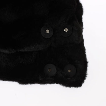 Dolce & Gabbana Black Weasel Fur Crochet Hood Scarf Hat