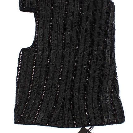 Dolce & Gabbana Black Knitted Sequin Hood Scarf Hat
