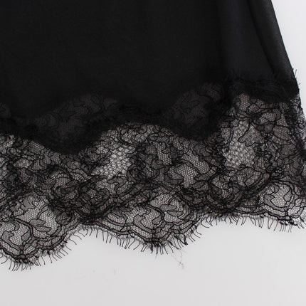 Dolce & Gabbana Black Silk Floral Lace Lingerie Top