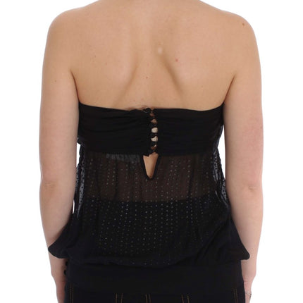 Exte Black Neck Wrap Top Blouse