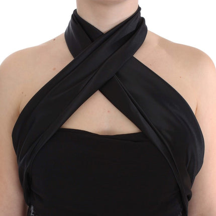 Exte Black Neck Wrap Top Blouse