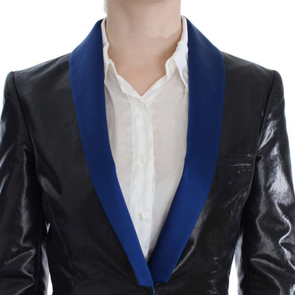 Exte Black Blue Two Piece Suit Skirt & Blazer