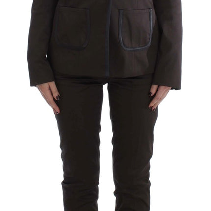 Exte Brown Stretch Two Button Suit