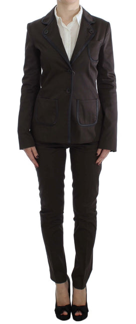 Exte Brown Stretch Two Button Suit