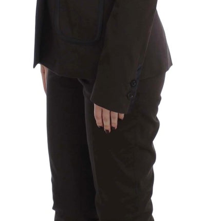 Exte Brown Stretch Two Button Suit