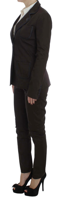 Exte Brown Stretch Two Button Suit