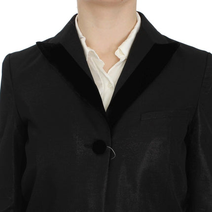 Exte Black One Button Three Piece Suit
