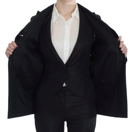 Exte Black One Button Three Piece Suit