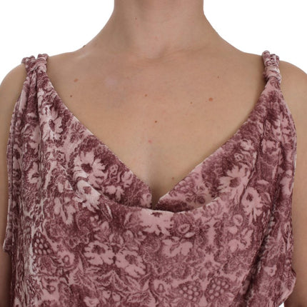 Exte Pink Floral Print Viscose Silk Blouse Top