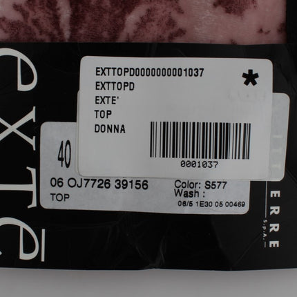 Exte Pink Floral Print Viscose Silk Blouse Top