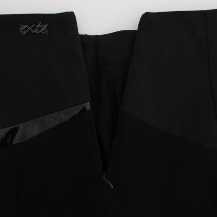 Exte Black Blue Cotton Stretch Straight Skirt