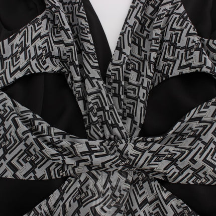 Karl Lagerfeld Gray Black Silk Blouse Top