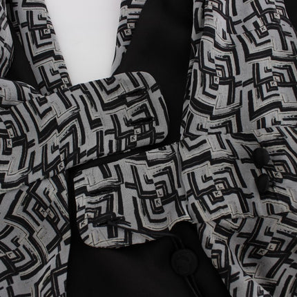 Karl Lagerfeld Gray Black Silk Blouse Top