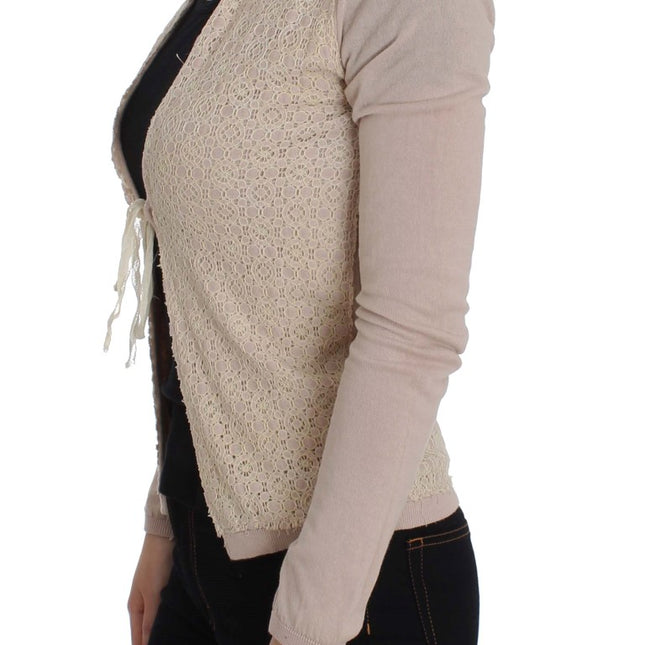 PINK MEMORIES Pink Floral Lace Wrap Sweater