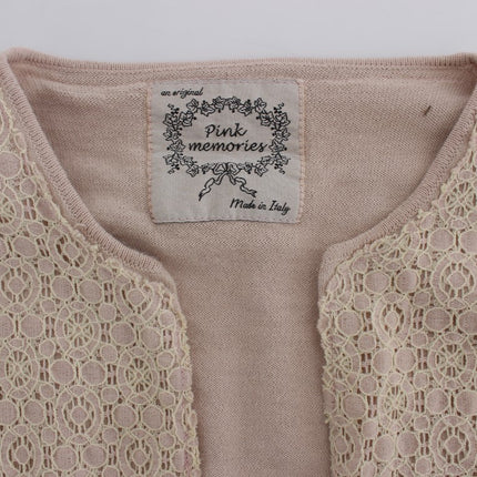 PINK MEMORIES Pink Floral Lace Wrap Sweater