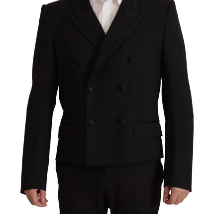 Dolce & Gabbana Black Double Breasted Coat Blazer Jacket