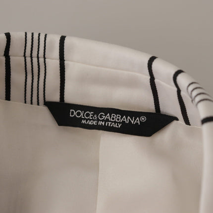 Dolce & Gabbana White Stripes Cotton Single Breasted Blazer