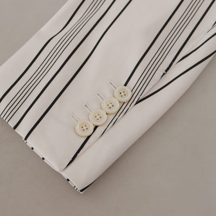Dolce & Gabbana White Stripes Cotton Single Breasted Blazer