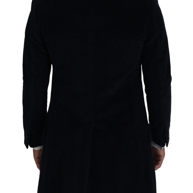 Dolce & Gabbana Black Cotton Cardigan Long Coat Men Jacket