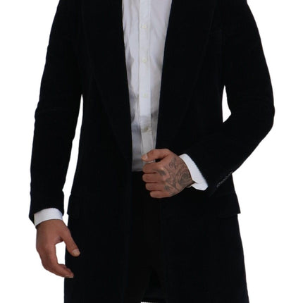 Dolce & Gabbana Black Cotton Cardigan Long Coat Men Jacket