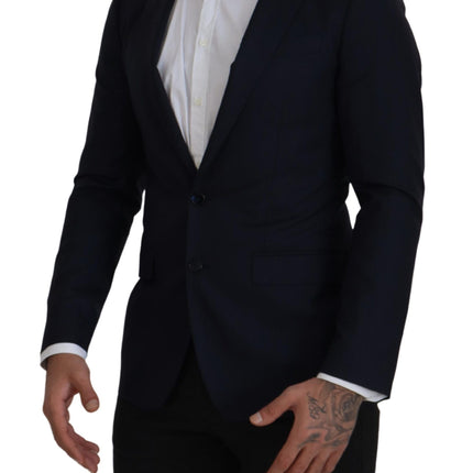 Dolce & Gabbana Blue Wool Single Breasted Coat Blazer