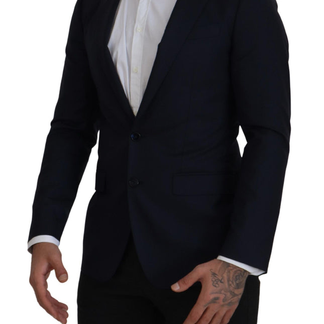 Dolce & Gabbana Blue Wool Single Breasted Coat Blazer