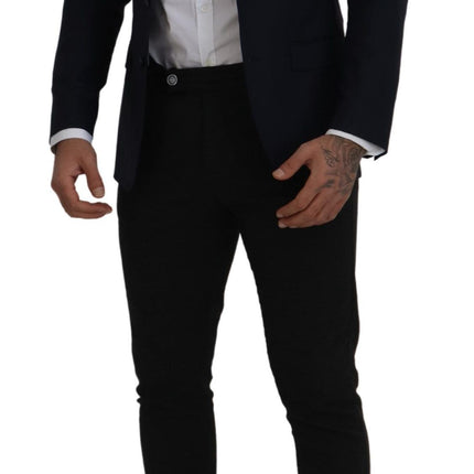Dolce & Gabbana Blue Wool Single Breasted Coat Blazer