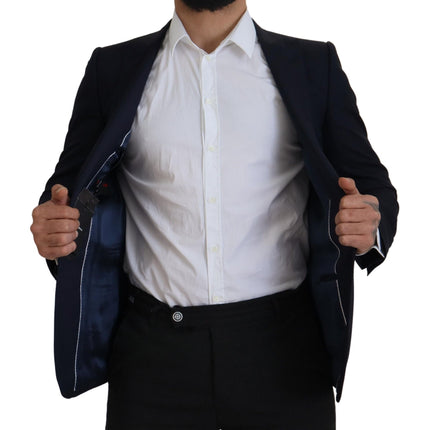 Dolce & Gabbana Blue Wool Single Breasted Coat Blazer