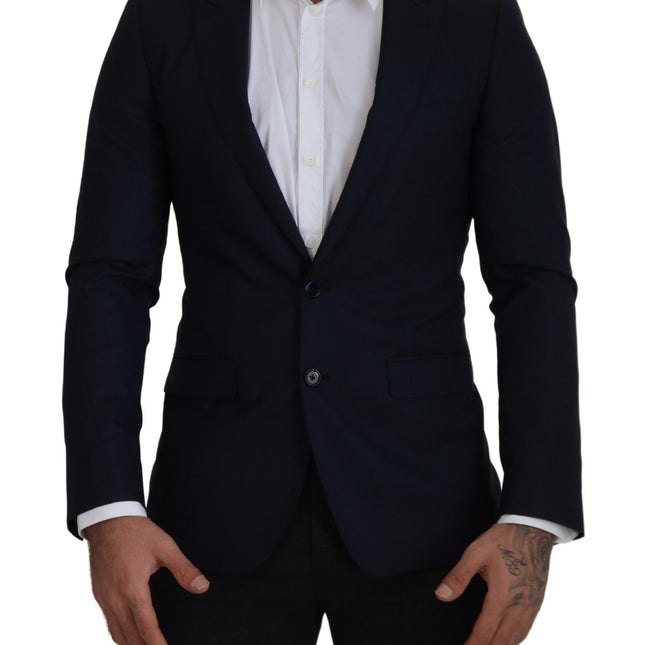 Dolce & Gabbana Blue Wool Single Breasted Coat Blazer