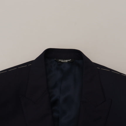 Dolce & Gabbana Blue Wool Single Breasted Coat Blazer