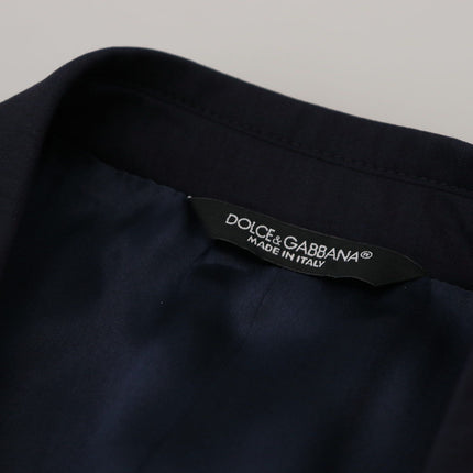 Dolce & Gabbana Blue Wool Single Breasted Coat Blazer