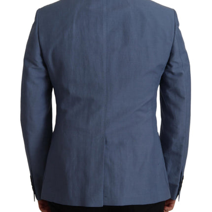 Dolce & Gabbana Blue Single Breasted Logo Blazer Jacket