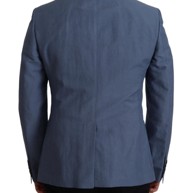 Dolce & Gabbana Blue Single Breasted Logo Blazer Jacket
